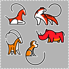 Set of animals icons. Vector illustration.