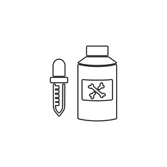 Medical sample container and pipette icon. Test results symbol.