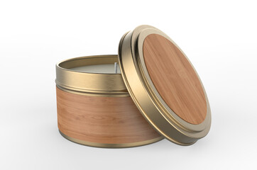 Blank Travel Tin Candle For Branding And Mock up, 3d render illustration.