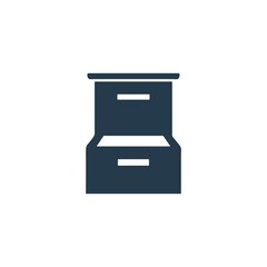Drawer icon. Cabinet sign. File locker, archive storage symbol.