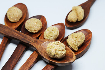 Raw Soya Chunks Isolated on White Background