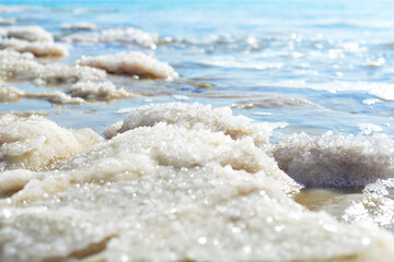 Fototapeta na wymiar Dead Sea salt natural mineral formation at the Dead Sea