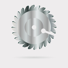 Metal blade of circular saw on white background