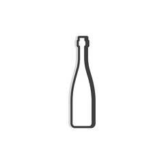 Red wine bottle line. Simple template. Isolated object. Symbol in thin lines for alcoholic institutions, bars, restaurants, pubs and night clubs. Dark outline. Flat illustration on white background