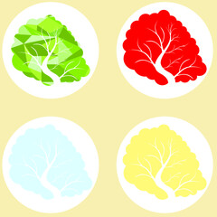 Tree in four seasons - spring, summer, autumn, winter. Vector illustration