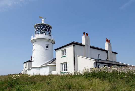 Caldey Lighthouse is located on the south end of Caldey Island, three miles off the south Pembrokeshire coastline. It was built in 1829, guiding shipping past St Gowan Shoals and Helwick Sands.