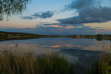 Beautiful sunset in Ukraine. Kiev region. 04.06.2016