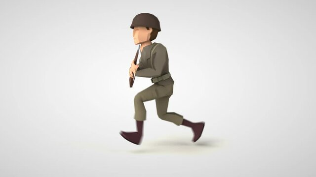 3D video game character running soldier