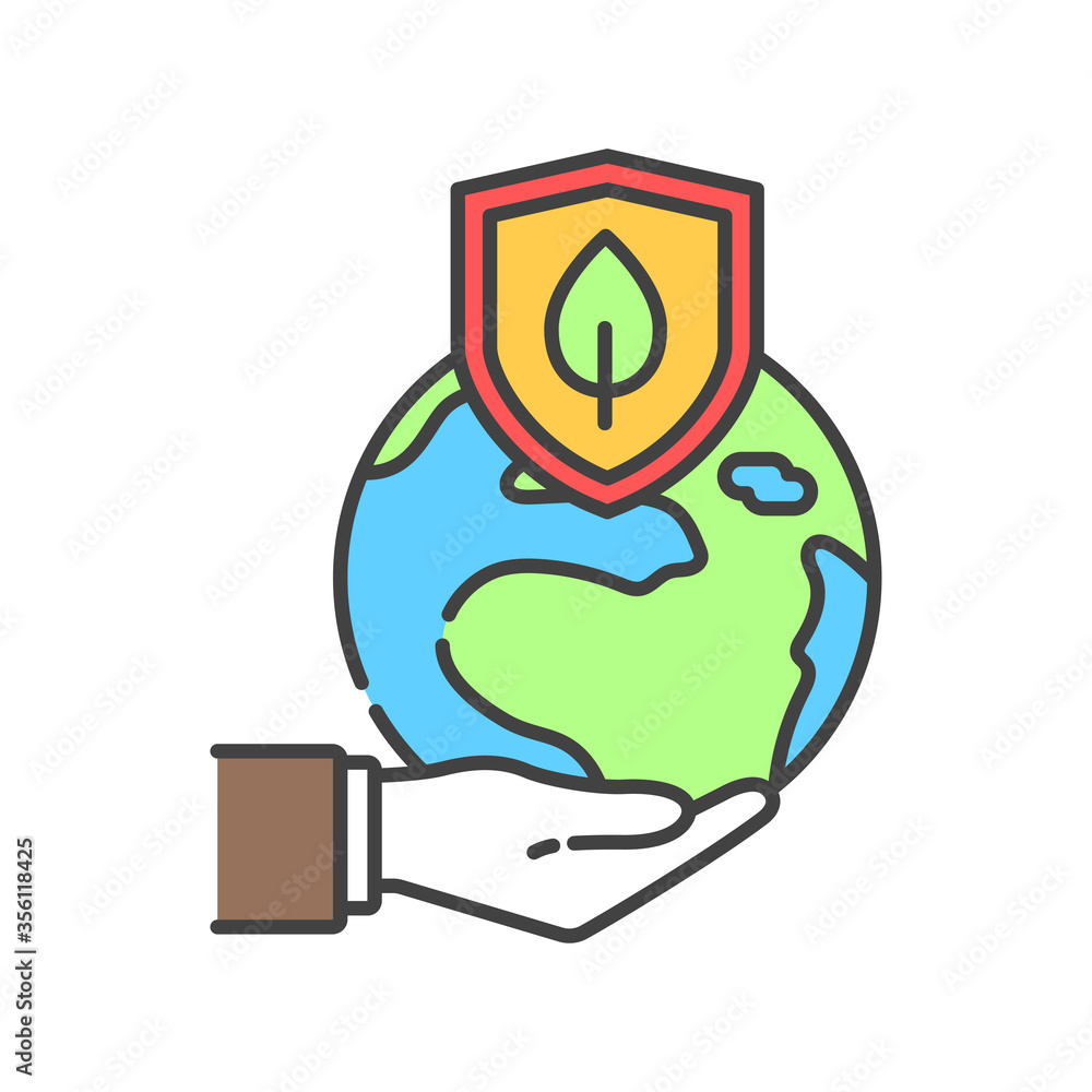 Poster save planet color line icon. eco friendly. environment care. sign for web page, app. ui ux gui desig