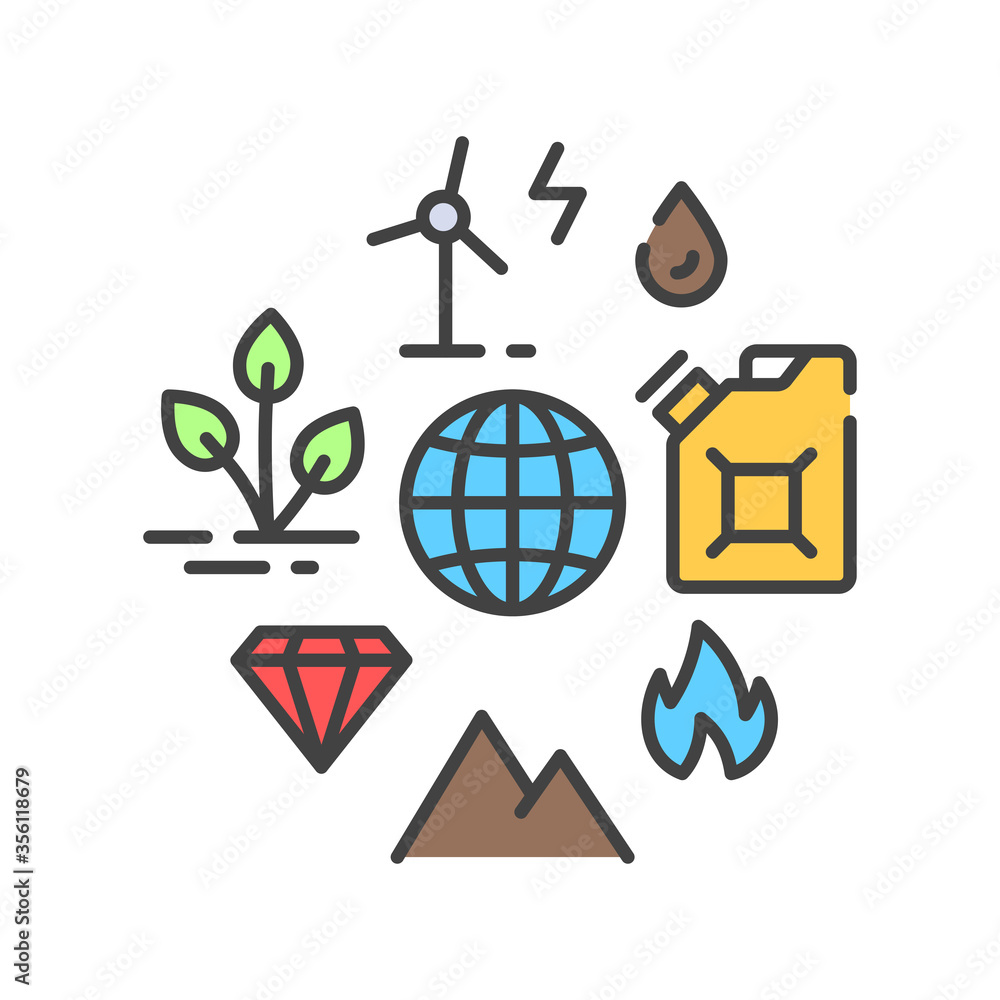 Poster natural resources color line icon. sign for web page, app. ui ux gui design element. editable stroke