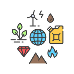 Natural resources color line icon. Sign for web page, app. UI UX GUI design element. Editable stroke.