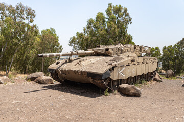 The Israeli  tank is after the Doomsday (Yom Kippur War) on the Golan Heights in Israel, near the...