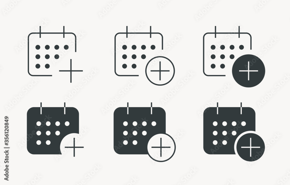 Poster сalendar with plus line vector minimalistic icon. date symbol. appointment day icon for web design. 