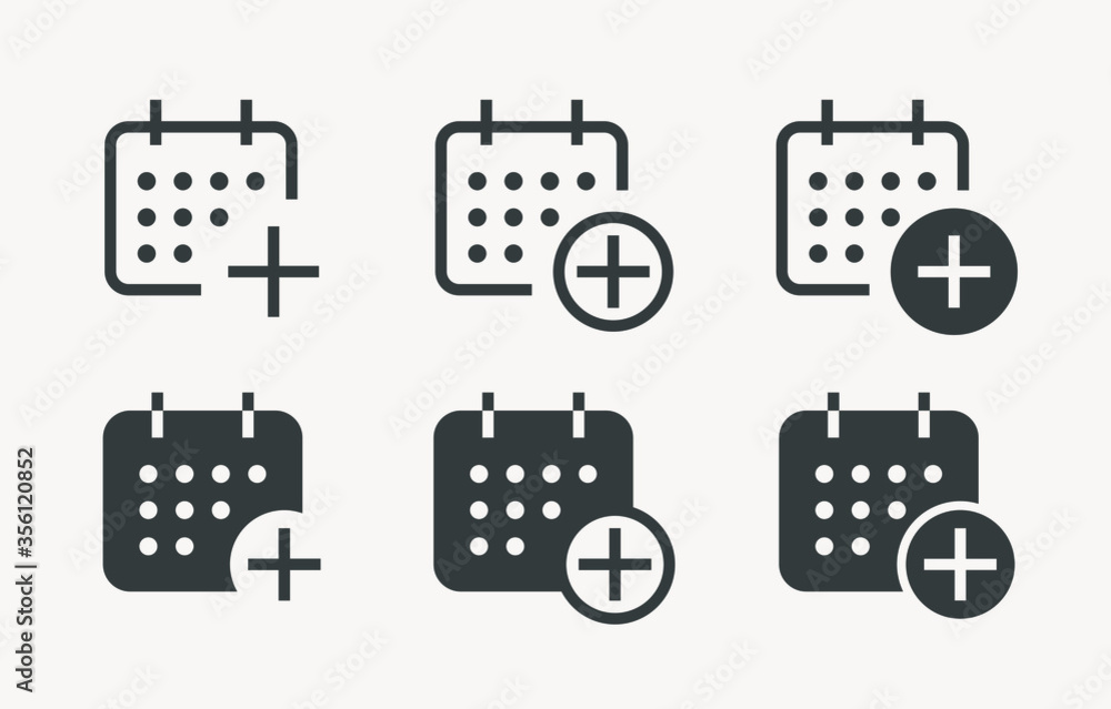 Poster сalendar with plus line vector minimalistic icon. date symbol. appointment day icon for web design. 