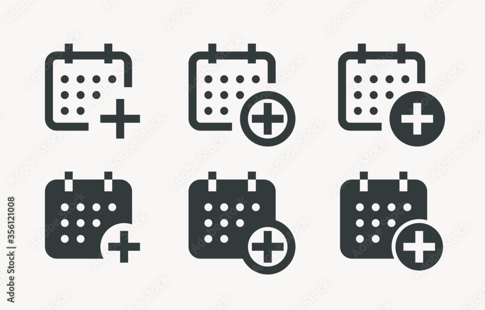 Poster сalendar with plus line vector minimalistic icon. date symbol. appointment day icon for web design. 