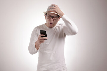 Young Man Texting Reading Chatting on His Phone Sad Crying