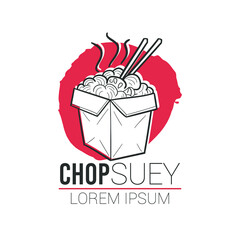 Chop Suey Food Japan Traditional Doodle. Icons Sketch Hand Made. Design Vector Line Art.