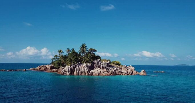 4K Aerial Footage of the St. Pierre Island surrounding Blue Water of the Indian Ocean, Seychelles