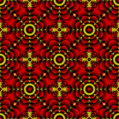 Seamless endless repeating multicolored bright ornament of different colors on combined background