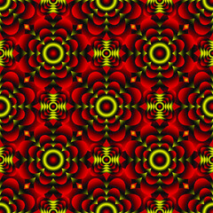 Seamless endless repeating multicolored bright ornament of different colors on combined background