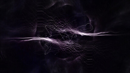 Dark background of futuristic scene with electric flash, powerful discharge. Abstract lightning...