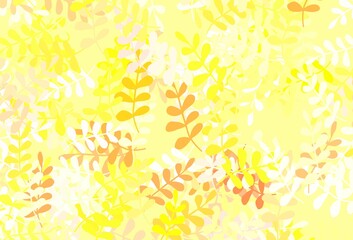 Light Red, Yellow vector abstract backdrop with leaves.