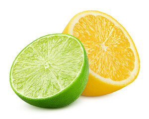 citrus, lemon and lime, isolated on white background, clipping path