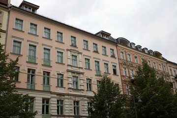 Fototapeta na wymiar Berlin buildings in pink. Wilhelminian style