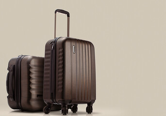 two suitcases standing on colored background