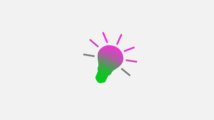 New green and pink color light bulb icon on white background,idea icon