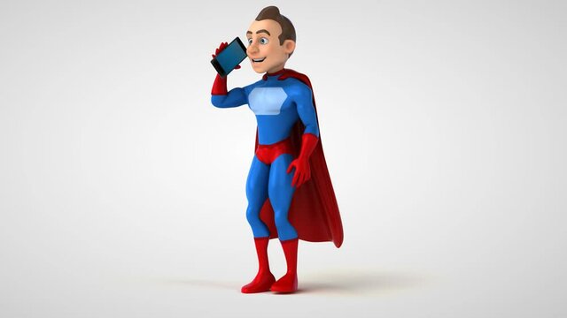 Fun 3D cartoon superhero walking