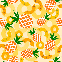 Pineapple pattern. For packaging, fabrics and scrapbooking. Summer vector illustration isolated on white background.