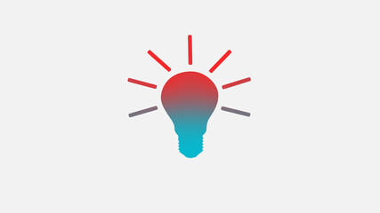 The best cyan and red light bulb icon,New bulb icon on white background