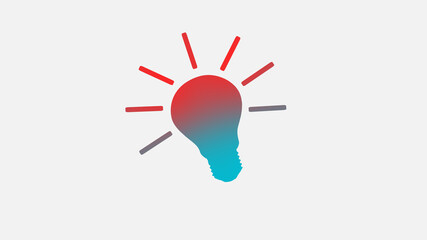 The best cyan and red light bulb icon,New bulb icon on white background