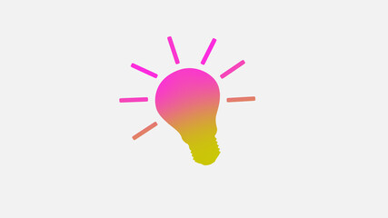 Amazing pink and yellow color bulb icon on white background,light bulb icon