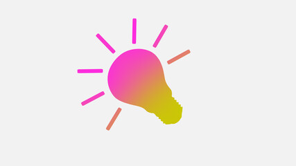 Amazing pink and yellow color bulb icon on white background,light bulb icon