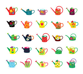 beautiful watering can vector collection