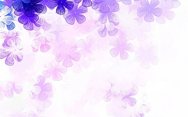 Light Purple, Pink vector doodle texture with flowers