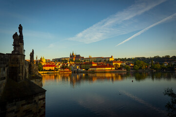 Fototapeta na wymiar Prague´s castle view from Charles Bridge. Prague