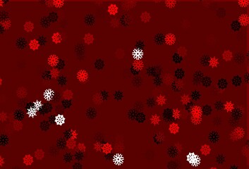 Light Red vector pattern with christmas snowflakes.