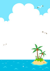Fototapeta na wymiar Little island with palm trees on the sea.Summer background.