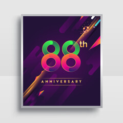 88th years anniversary logo, vector design for invitation and poster birthday celebration with colorful abstract background isolated on white background.