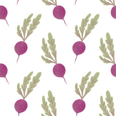 Radish seamless pattern. Background with radishes.