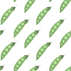Pea seamless pattern. Green peas.