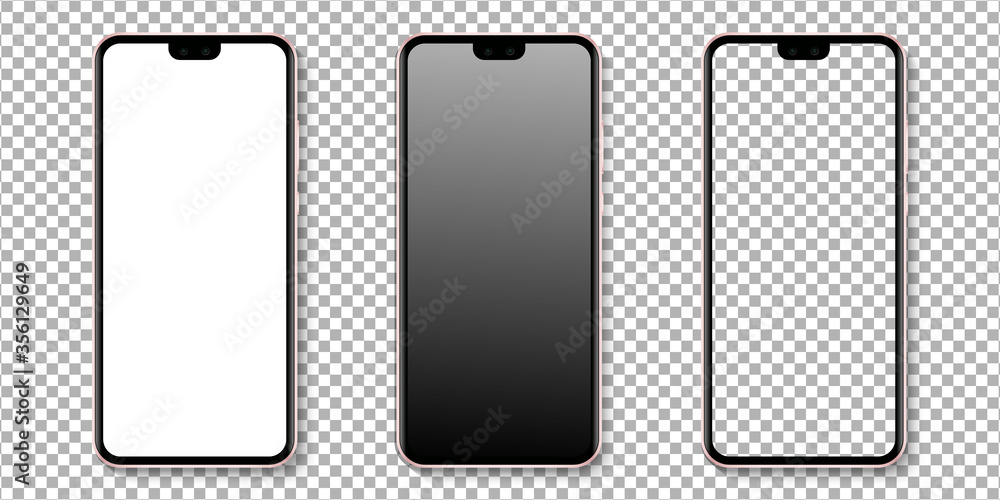 Poster realistic smartphone display mockup set. smartphone mockup isolated on transparent background. reali