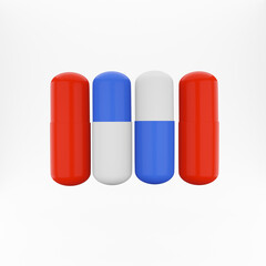 Capsules pills chemistry healthy and medicine antibiotic. 3D Rendering.
