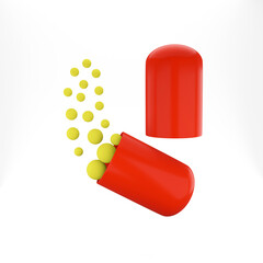 Capsules pills chemistry healthy and medicine antibiotic. 3D Rendering.
