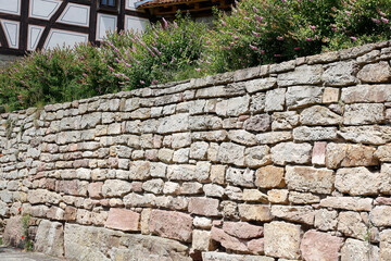 House, Wall, Bluehen, Herpf, Thueringen, Germany, Europe