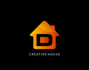House D Letter Logo. Creative Icon Created From Negative Space of Initial D Combined With Minimalist House Shape Design. Perfect for modern real estate industry.