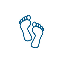 Plakat Footprint Line Blue Icon On White Background. Blue Flat Style Vector Illustration